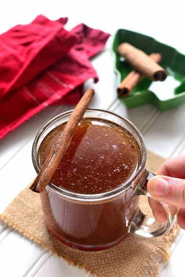 Skinny Hot Buttered Rum is packed with the delicious flavors of cinnamon, nutmeg, ginger, and brown sugar. This hot drink is all lightened up for the holidays!