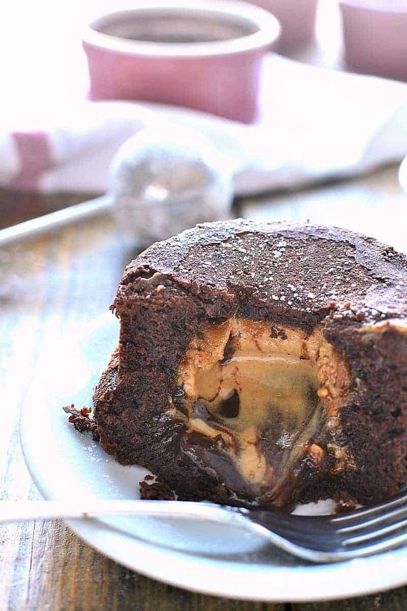  Chocolate Peanut Butter Lava Cakes combine two classic flavors in one deliciously ooey gooey dessert. Perfect for Valentine's Day or any special occasion!