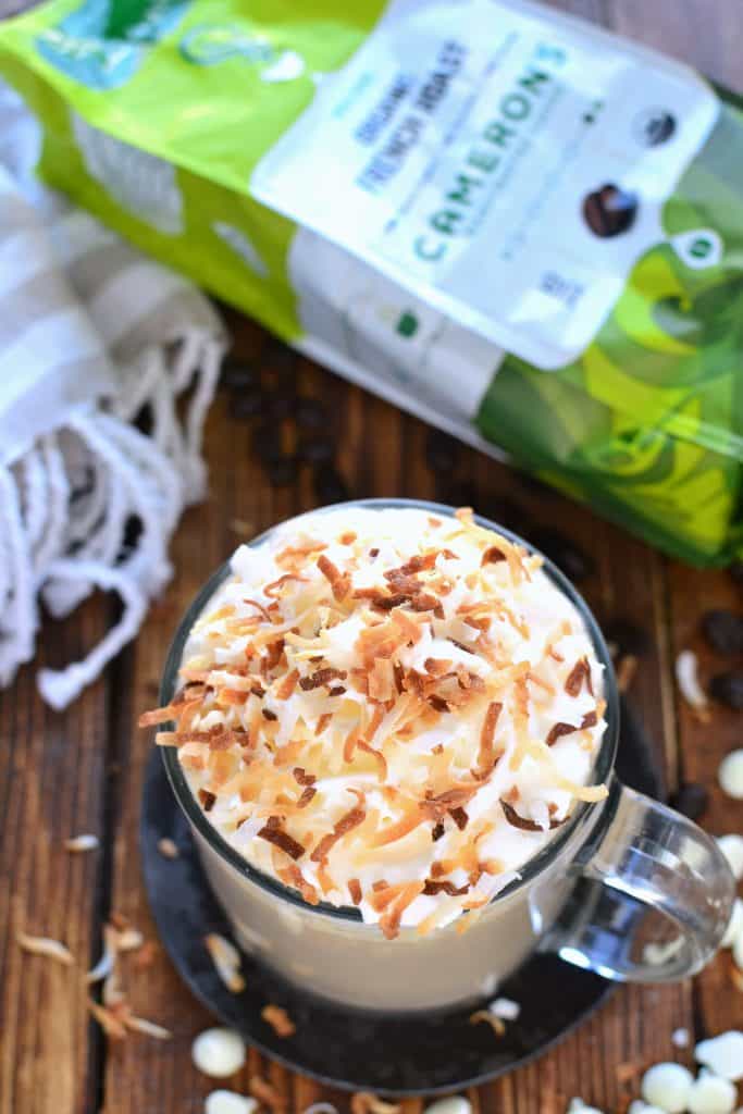  This Coconut White Chocolate Mocha is just like your favorite coffeehouse special! The perfect way to treat yourself....at home!