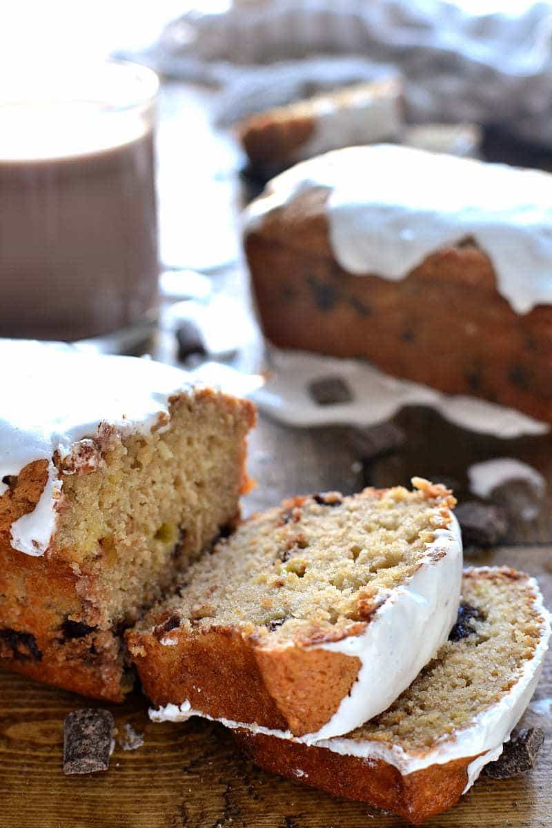 This Hot Chocolate Banana Bread takes your favorite breakfast treat to the next level! It's infused with rich chocolate flavor and topped with a sweet, gooey marshmallow drizzle. So you can drink your hot chocolate...and eat it, too!