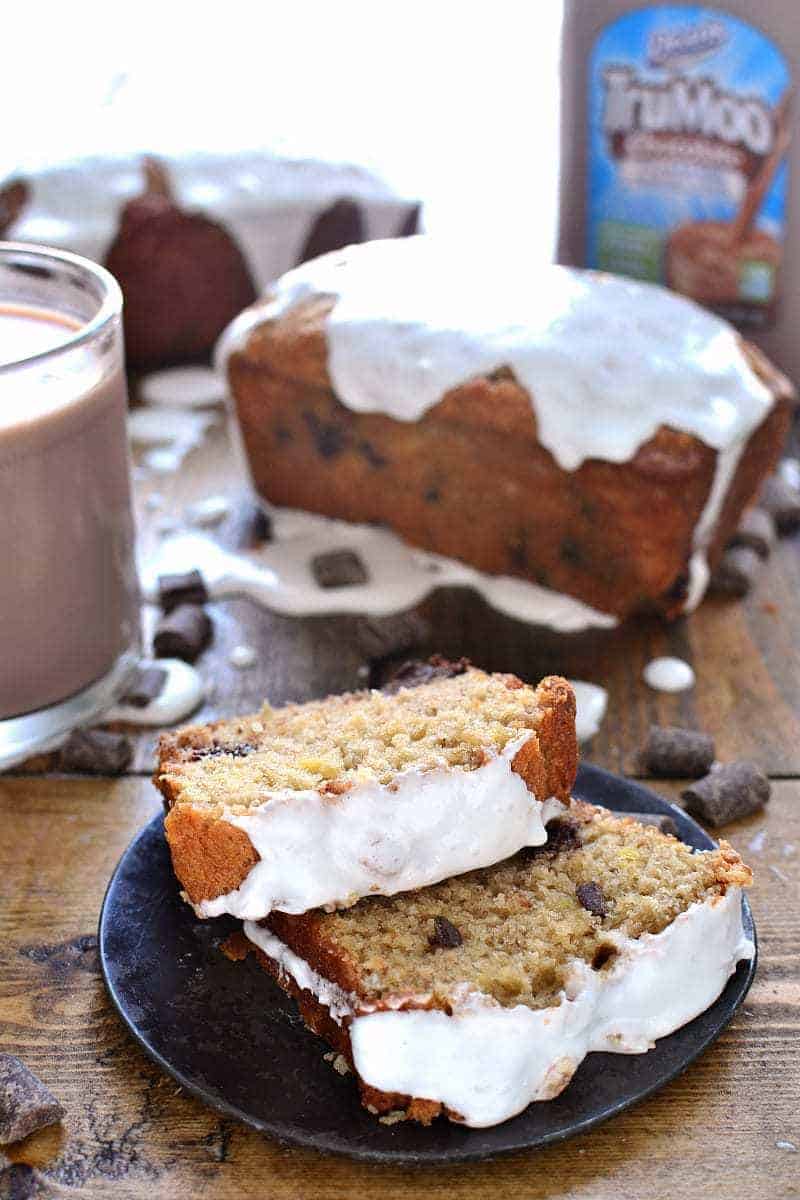 This Hot Chocolate Banana Bread takes your favorite breakfast treat to the next level! It's infused with rich chocolate flavor and topped with a sweet, gooey marshmallow drizzle. So you can drink your hot chocolate...and eat it, too!