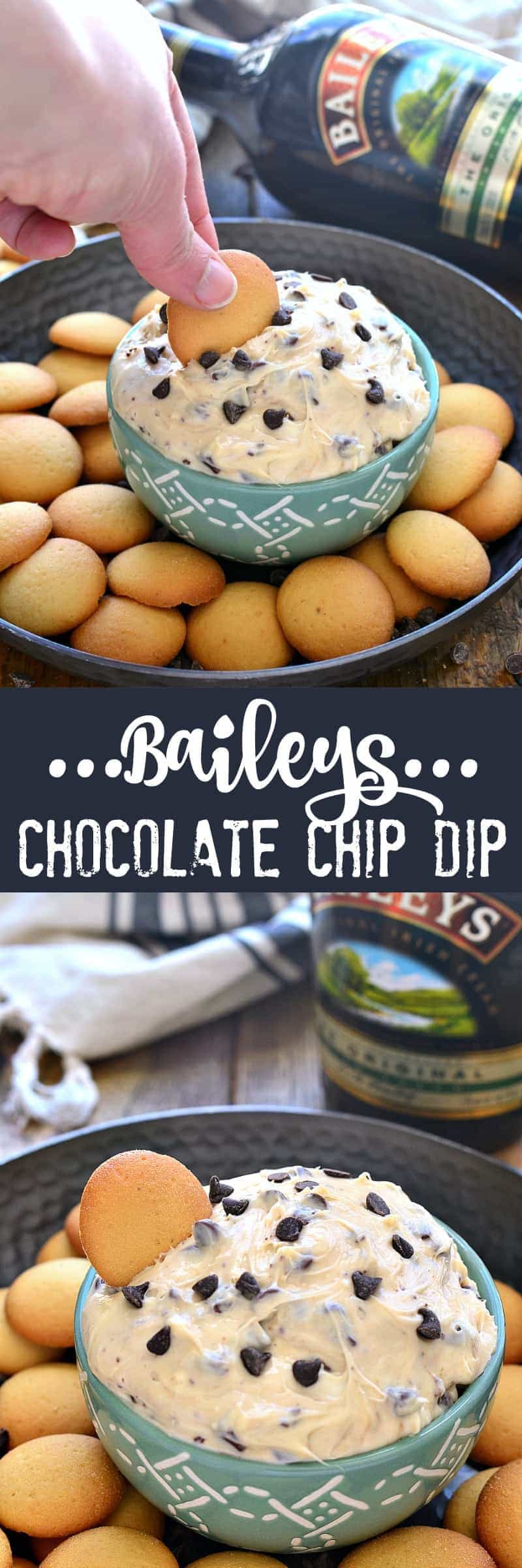 This Baileys Chocolate Chip Dip is sweet, creamy, and packed with the delicious taste of Baileys Irish Cream! Perfect for dipping cookies, fruit, or eating by the spoonful! 