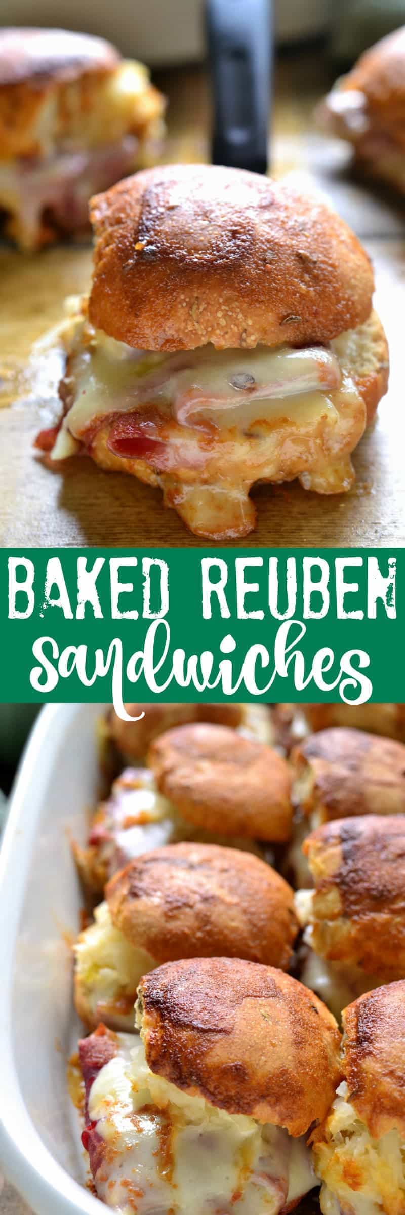 These Baked Reuben Sandwiches combine all the flavors of a classic Reuben with a delicious sauce that's baked right in! Perfect for St. Patrick's Day or all year round, and great for feeding a crowd!