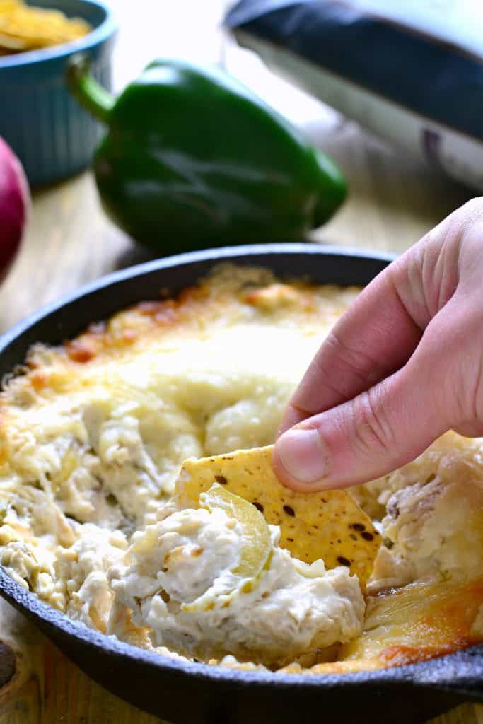 Chicken Cheesesteak Dip is ooey, gooey, and loaded with all the flavors of Chicken Cheesesteaks! Perfect for game day or summer entertaining, this dip is sure to become a new favorite!