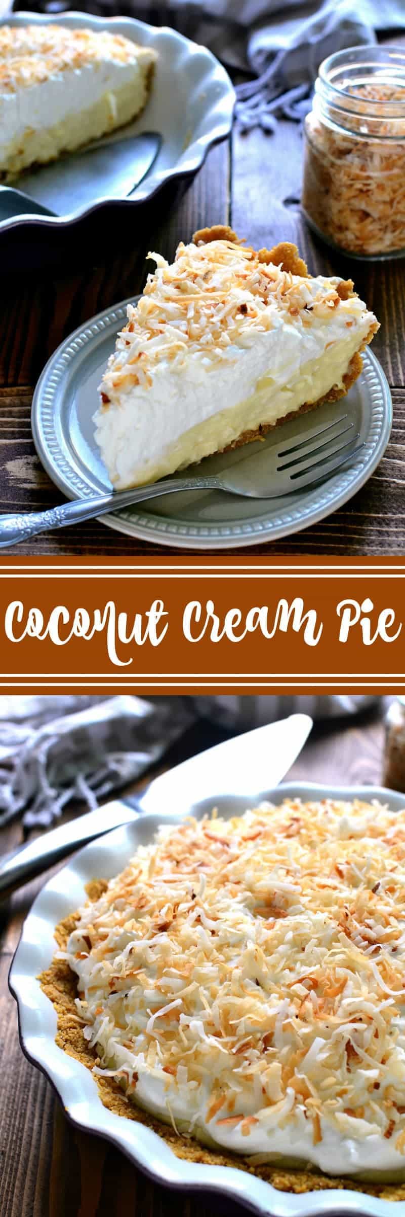 This Coconut Cream Pie is smooth and luscious and creamy....and filled with the delicious flavors of toasted coconut and vanilla. Perfect for Easter, perfect for spring, the perfect piece of pie!