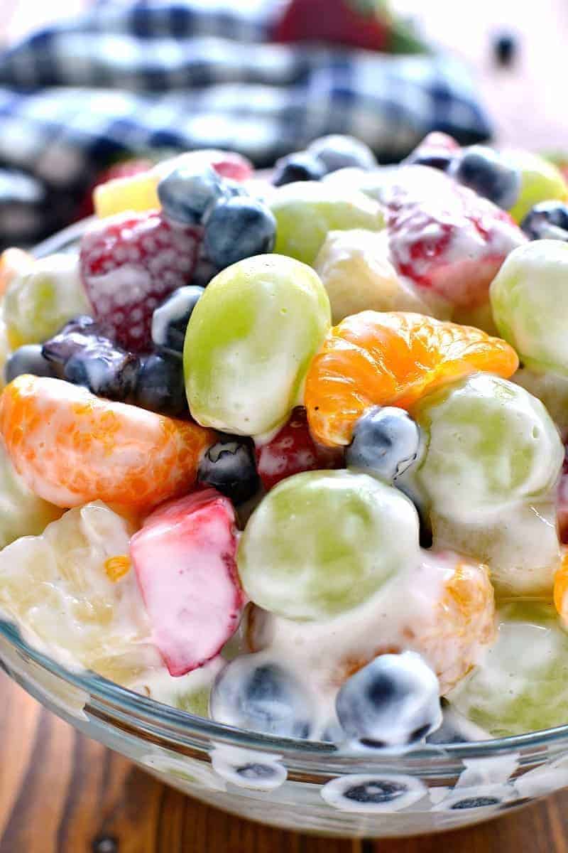 healthy fruit salad with yogurt