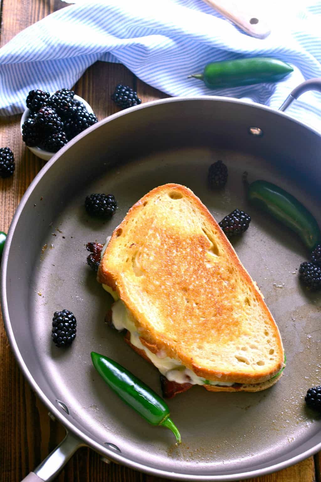 best grilled cheese sandwich cooking in a pan