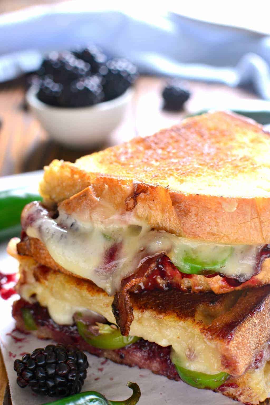 blackberry bacon grilled cheese sandwich