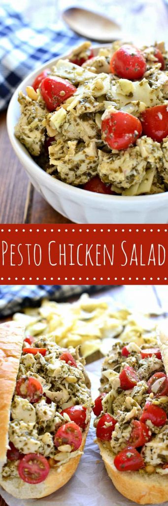 titled photo collage - Pesto Chicken Salad