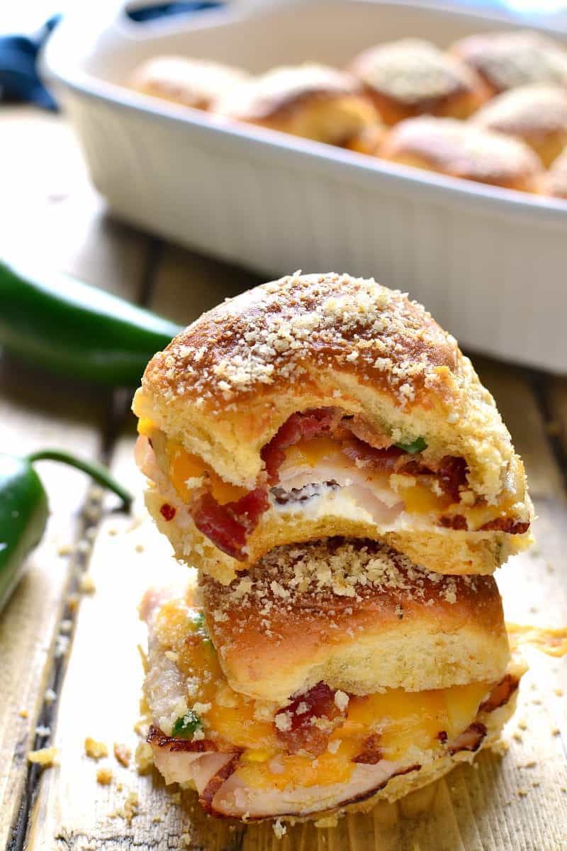 These Jalapeño Popper Baked Turkey Sandwiches are a delicious pairing of two favorites!