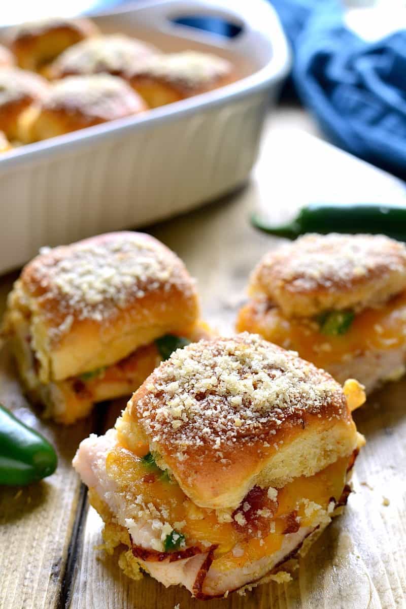 These Jalapeño Popper Baked Turkey Sandwiches are a delicious pairing of two favorites!