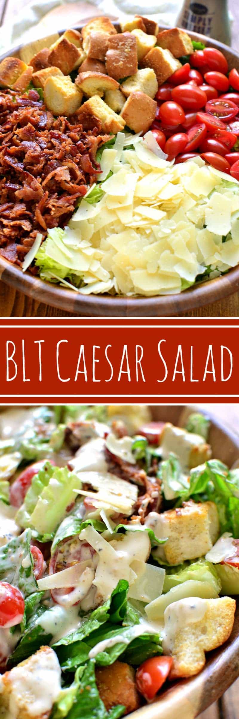 BLT Caesar Salad combines the delicious flavors of a BLT with the simple perfection of Caesar Salad. The perfect side or main dish, this salad comes together quickly and is sure to be a hit!