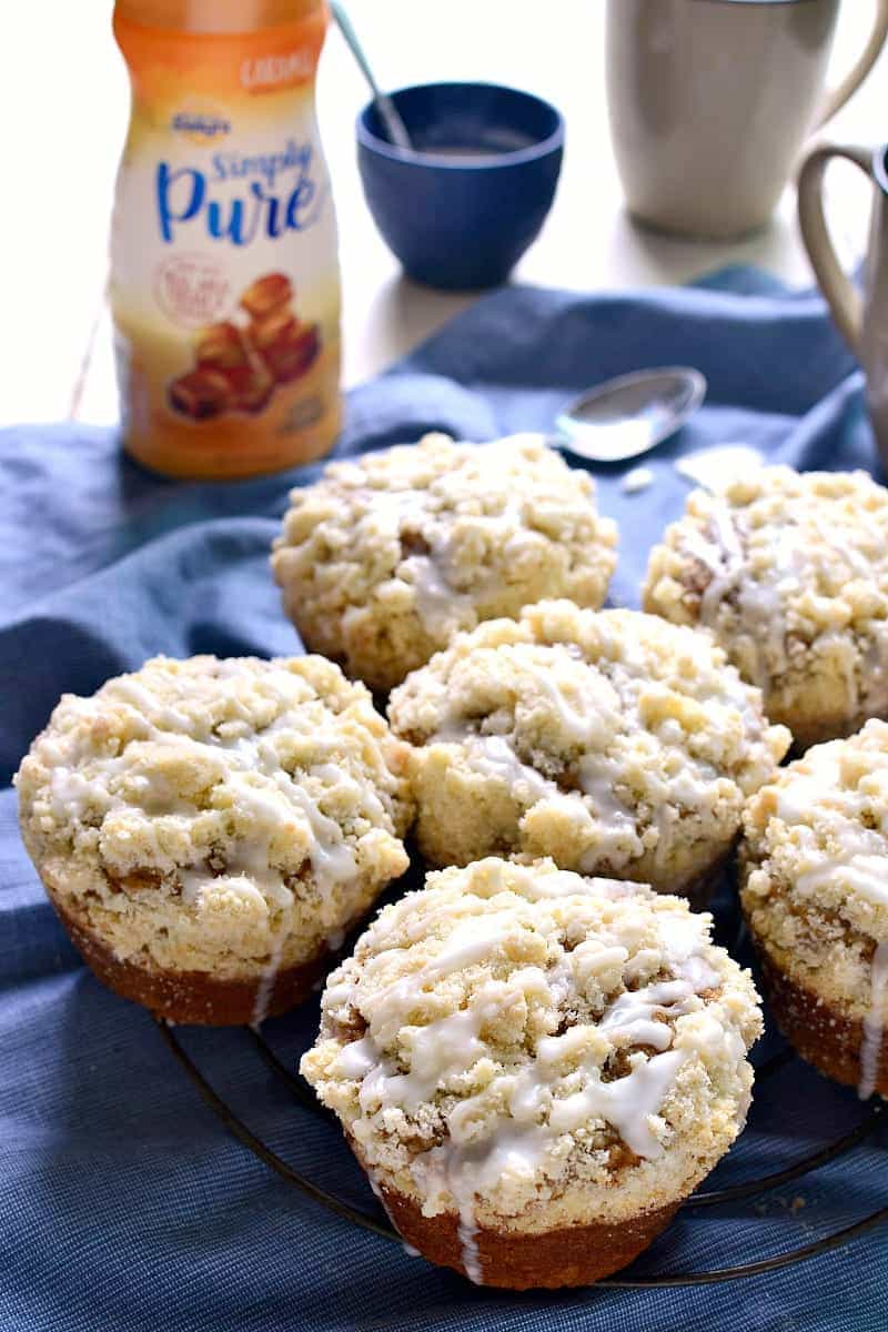 These Caramel Cappuccino Muffins are packed with the delicious flavors of caramel and espresso and topped with a generous layer of streusel and a drizzle of sweet caramel icing. Perfect for special occasions or any day!