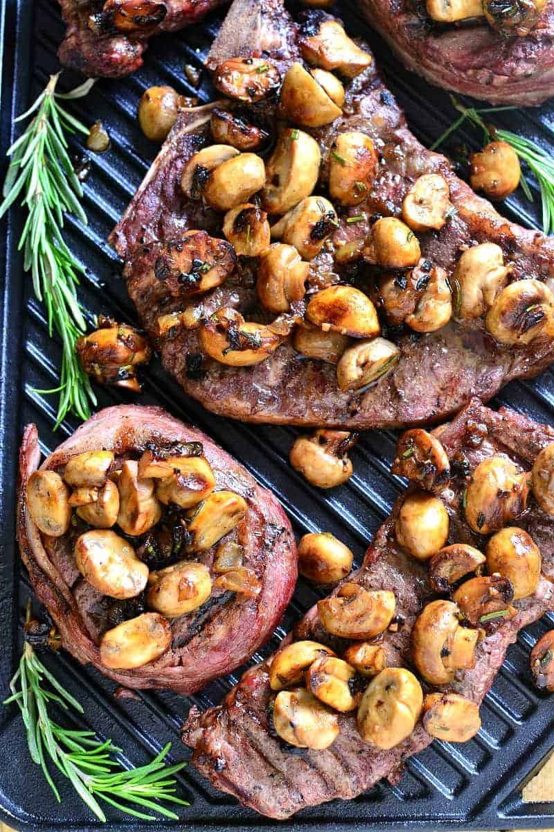 Grilled Steak with Herb Truffled Mushrooms - a surprisingly simple, completely delicious dish that's guaranteed to turn heads! Perfect for Father's Day, date night, or a weekend cookout with friends, this is the BEST way to enjoy steak...and so easy to prepare!