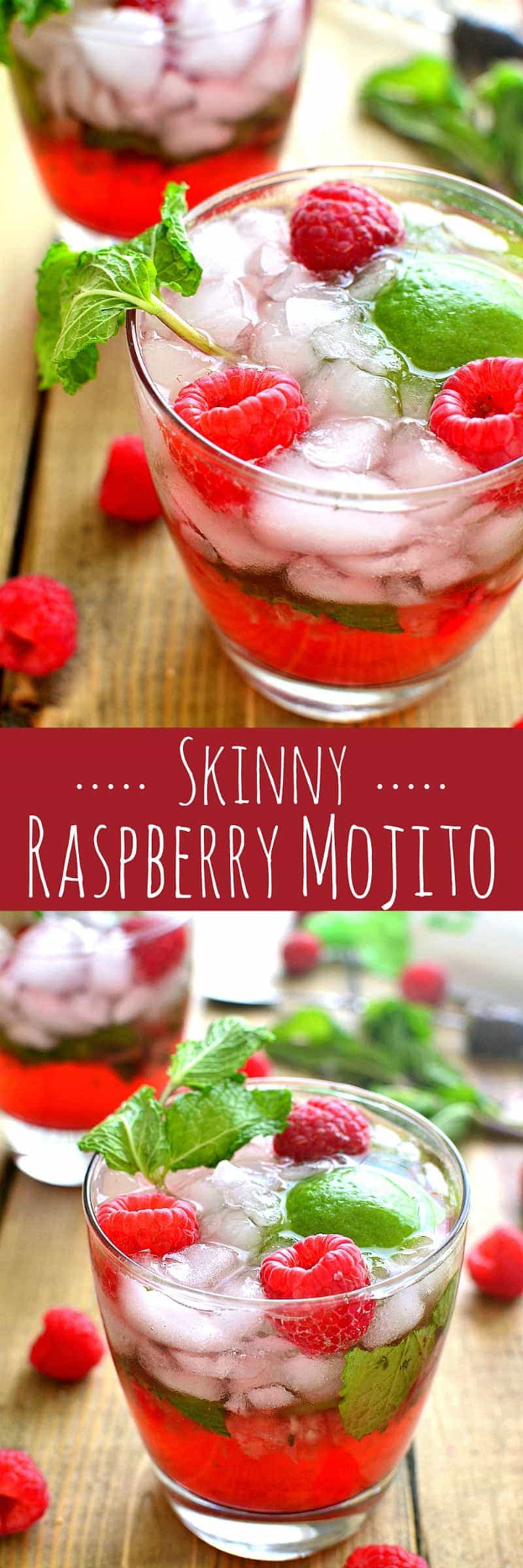 Skinny Raspberry Mojitos combine classic mojito flavors with fresh raspberries in a skinny cocktail that's perfect for summer!