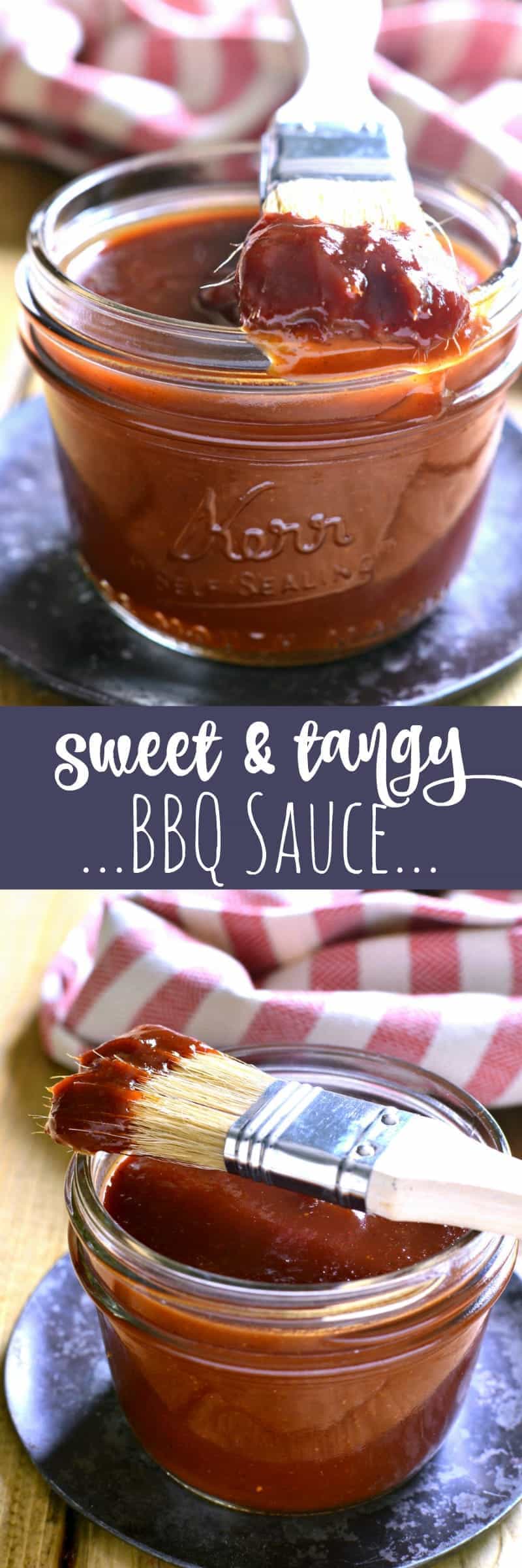 This Sweet & Tangy BBQ Sauce is the BEST blend of flavors with just the right amount of spice - perfect for summer grilling and destined to become a favorite!