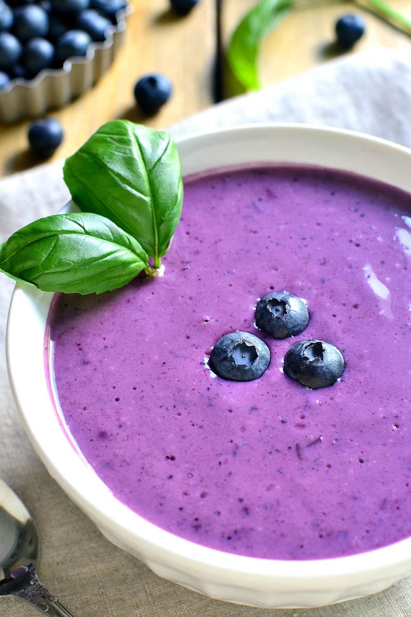 This Chilled Blueberry Soup makes the most of fresh summer blueberries and offers a surprising pop of flavor! Perfect for brunch with the ladies or a simple weekend lunch, this soup is as delicious as it is beautiful.....and sure to impress!