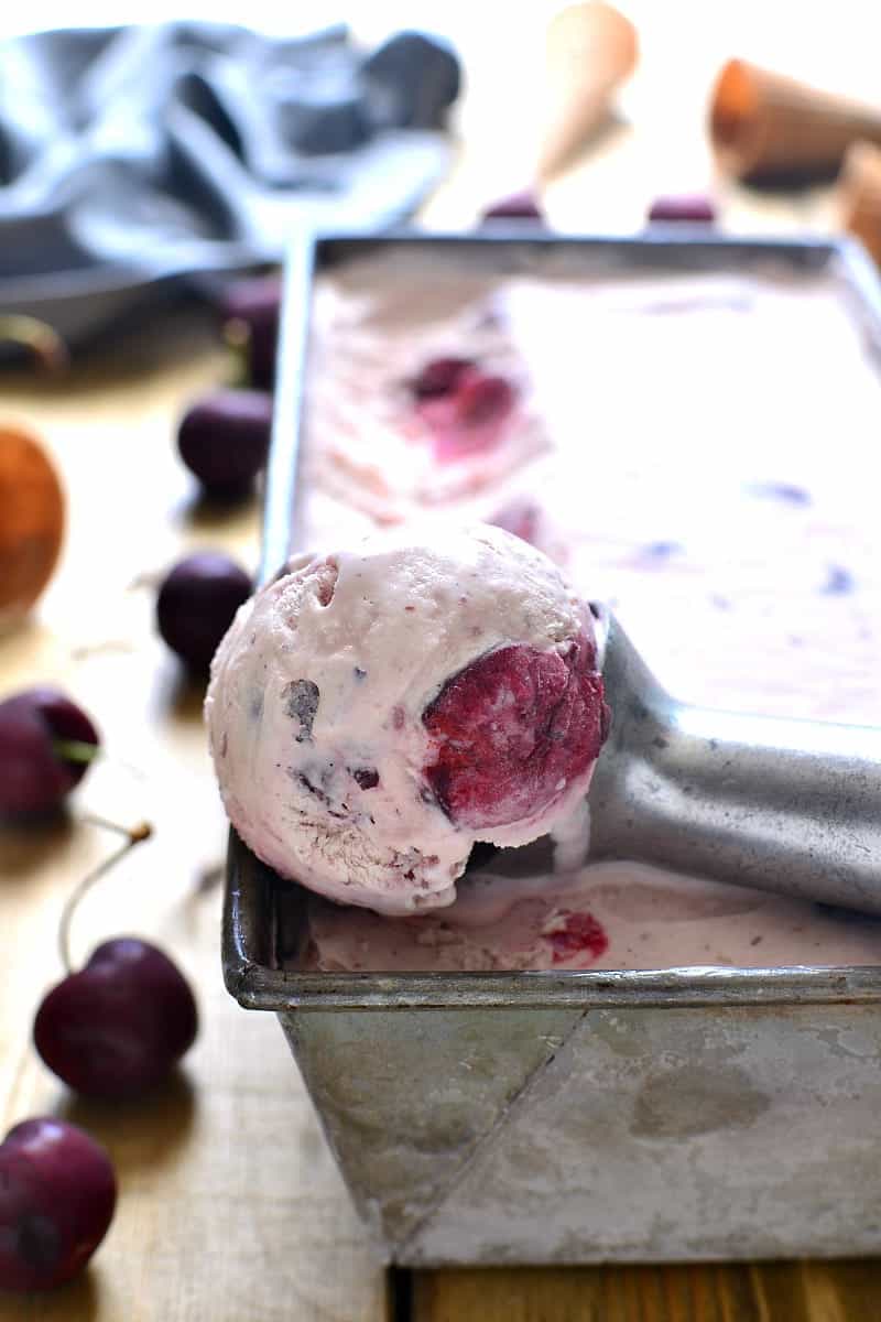 No-Churn Cherry Vanilla Ice Cream combines two classic flavors in one deliciously sweet, creamy treat that's perfect for summer!