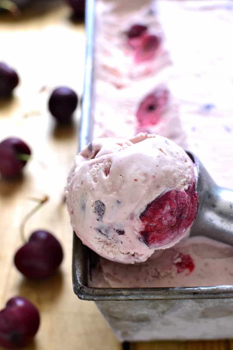 No-Churn Cherry Vanilla Ice Cream combines two classic flavors in one deliciously sweet, creamy treat that's perfect for summer!