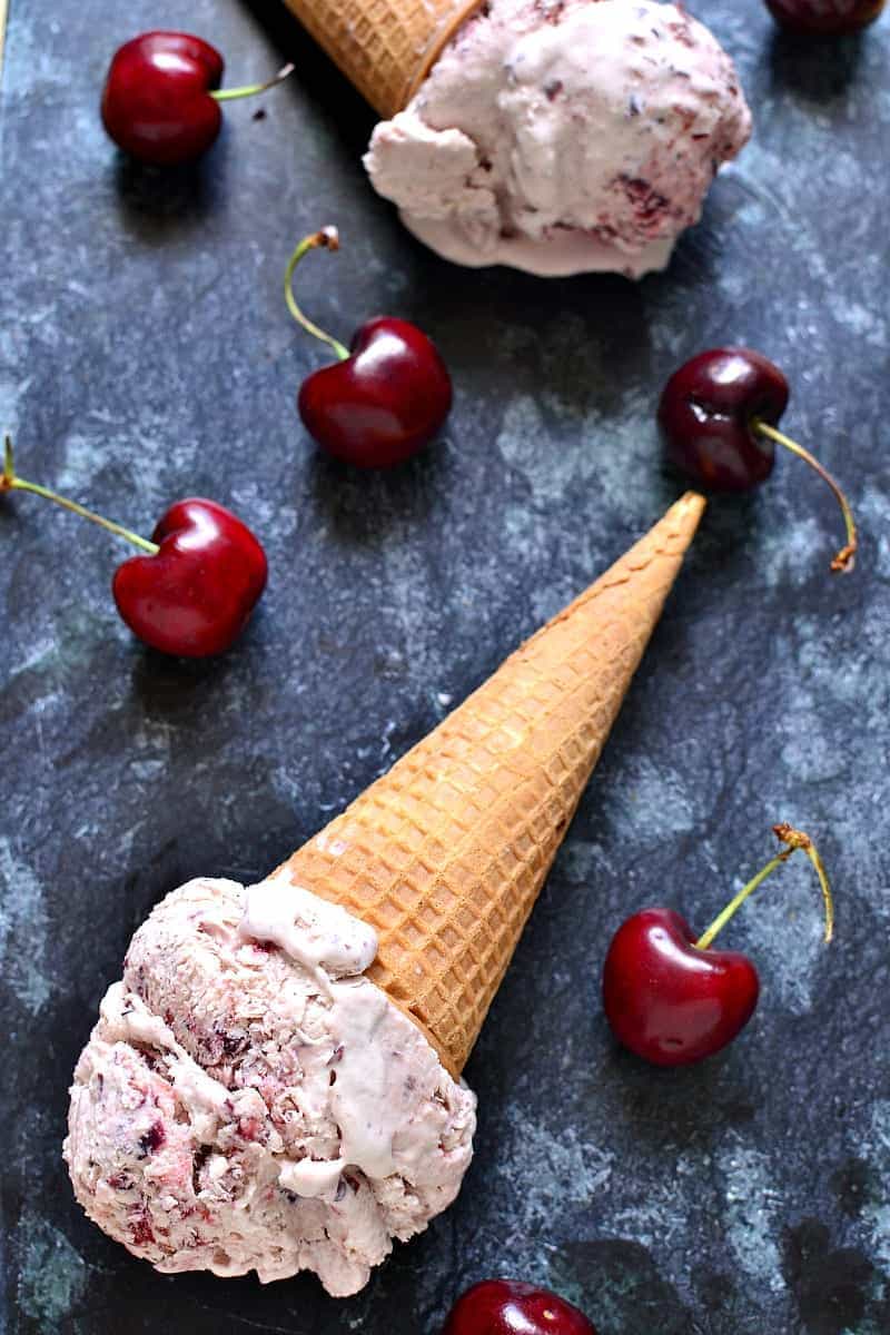 No-Churn Cherry Vanilla Ice Cream combines two classic flavors in one deliciously sweet, creamy treat that's perfect for summer!