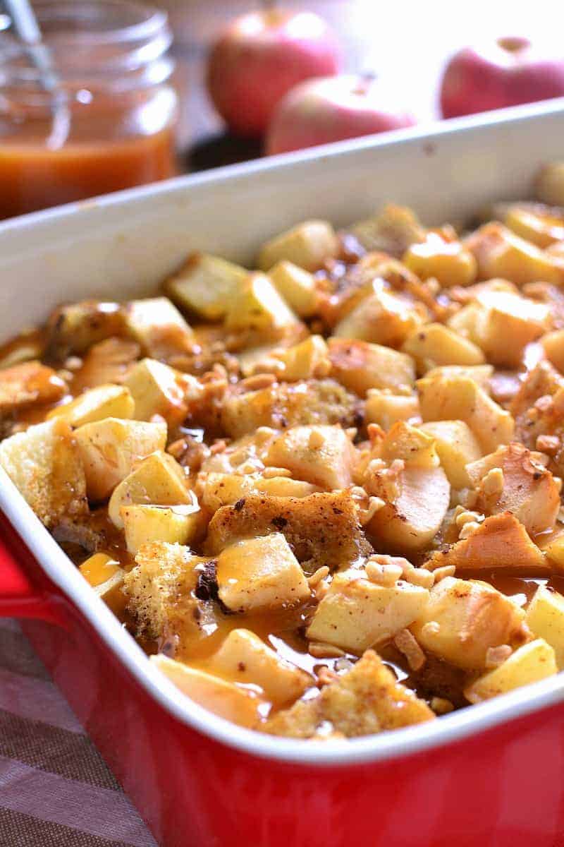 This Caramel Apple French Toast Casserole combines all the flavors of your favorite treat in a delicious breakfast bake that's perfect for fall...or anytime you're craving caramel apples!
