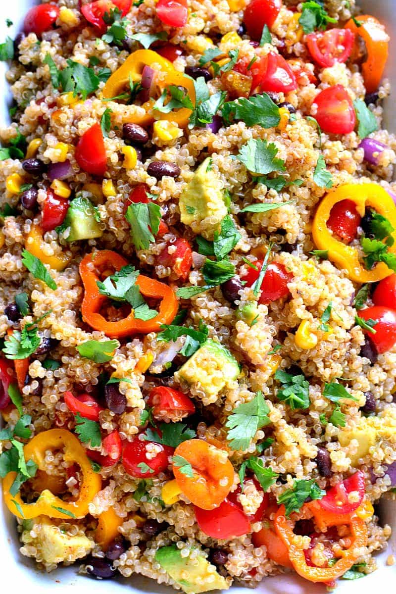 This Southwest Quinoa Salad is loaded with fresh veggies and packed with southwest flavor. The perfect side dish for any meal!