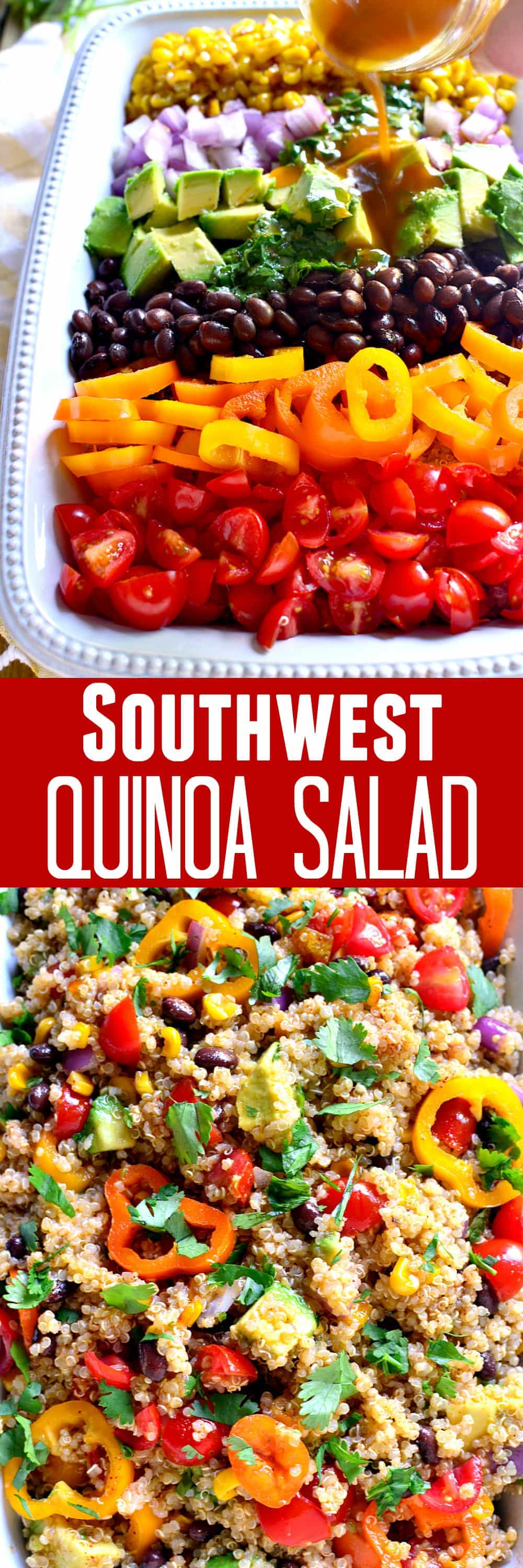 This Southwest Quinoa Salad is loaded with fresh veggies and packed with southwest flavor. The perfect side dish for any meal!