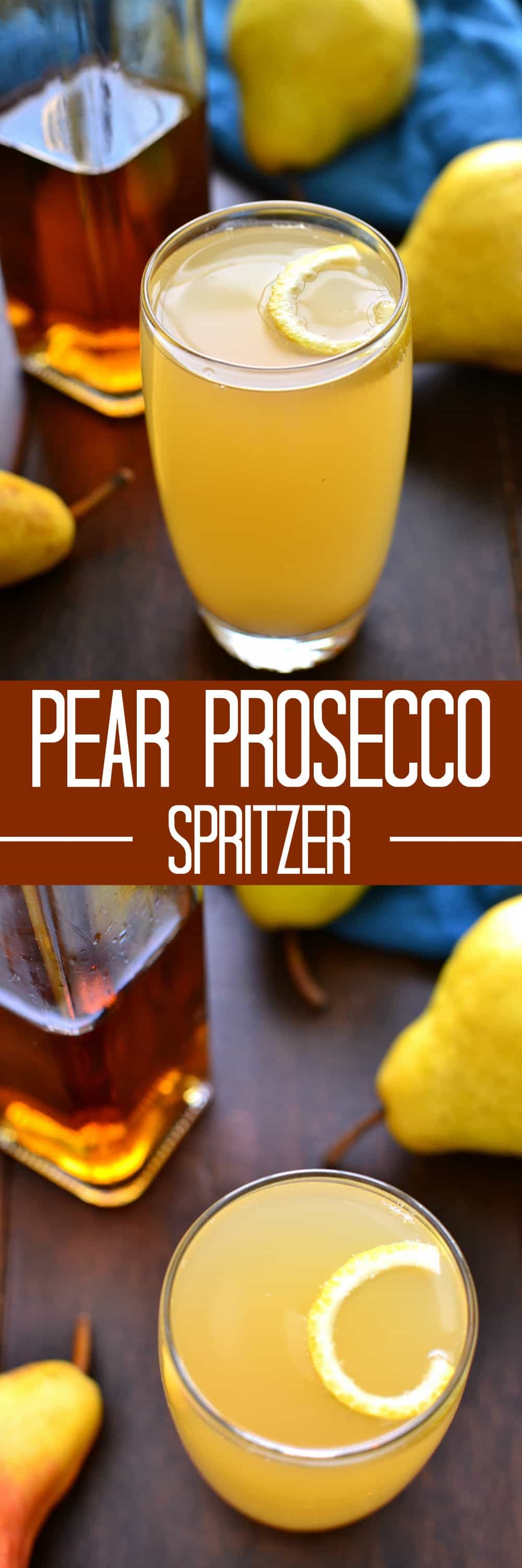 This Pear Prosecco Spritzer is deliciously sweet, simple, and perfect for fall!