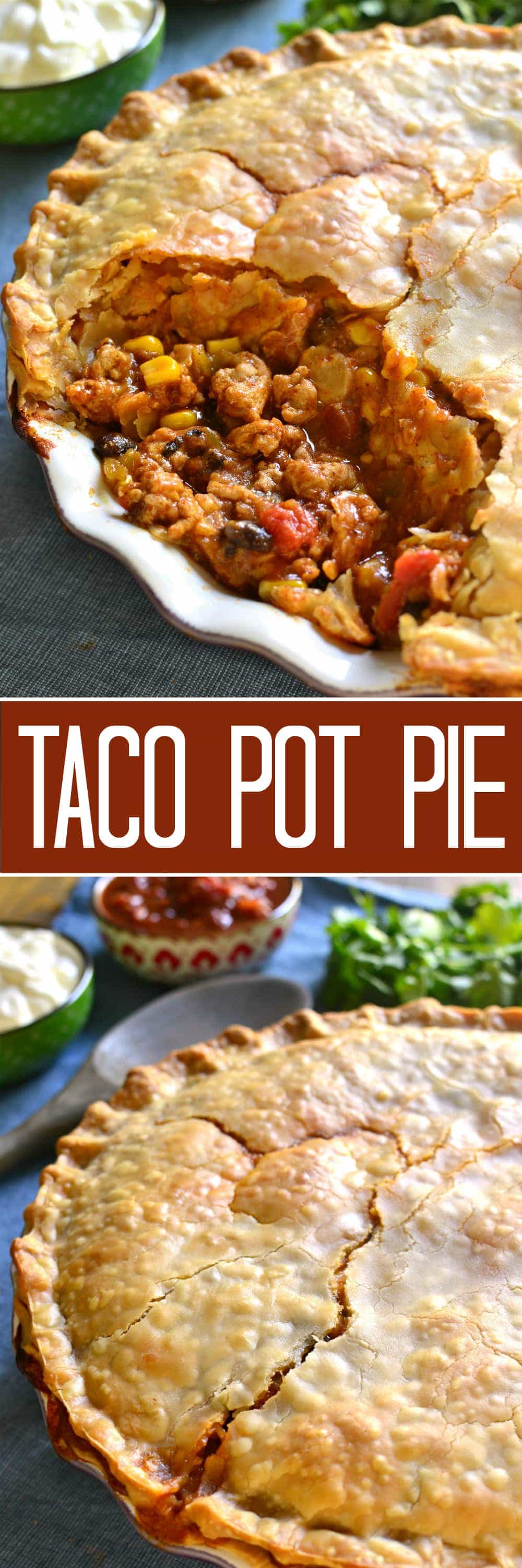 Taco Pot Pie combines two classics in one delicious dish! All the taco flavors you love in a flaky, buttery crust that's sure to become a new family favorite!