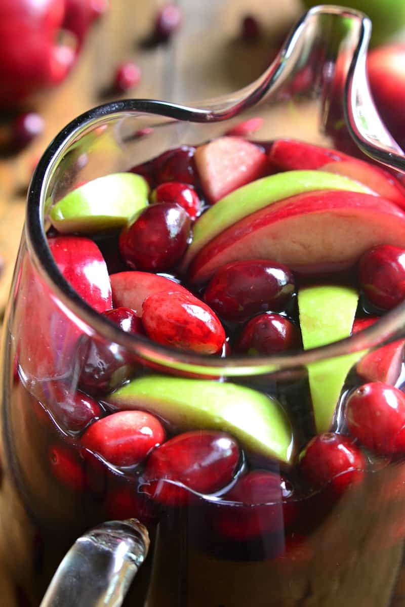 Cranberry Apple Sangria in pitcher