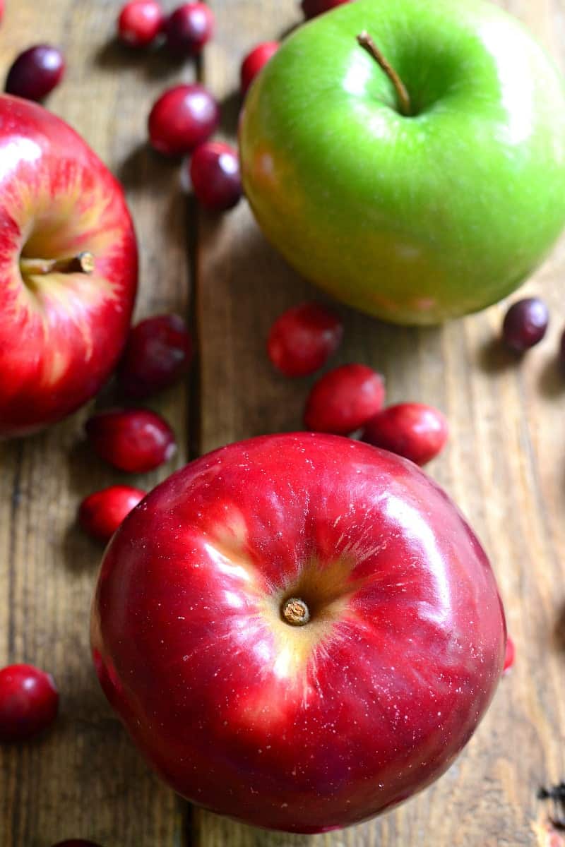 Fresh apples and cranberries