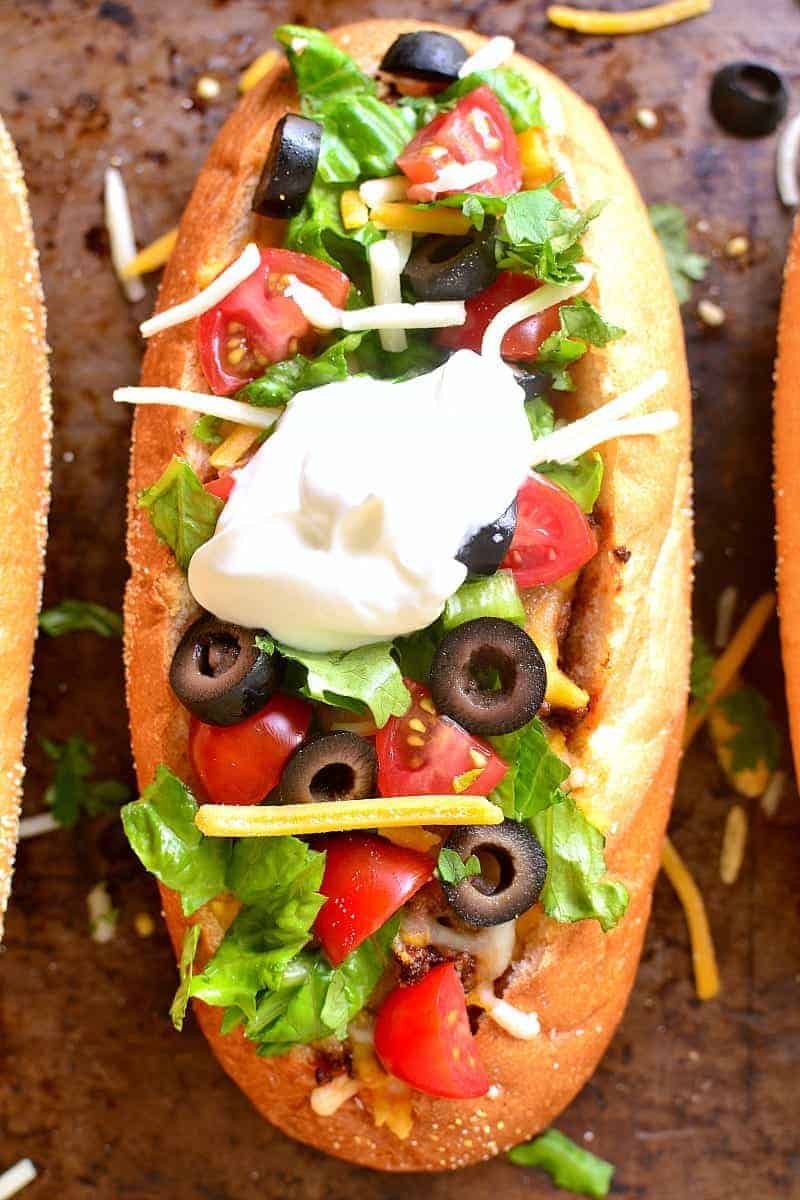 These French Bread Tacos combine all the taco flavors you love with the delicious, crusty bread you can't get enough of! Perfect for game day or an easy weeknight dinner!