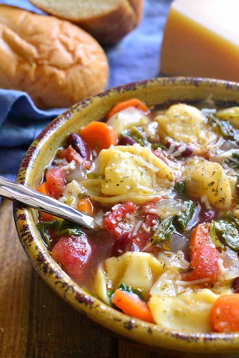 This Tortellini Minestrone Soup is loaded with veggies and packed with delicious flavor! Ready in just 30 minutes!