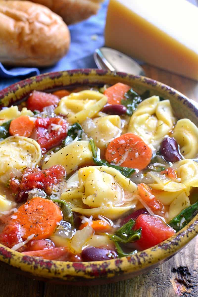 This Tortellini Minestrone Soup is loaded with veggies and packed with delicious flavor! Ready in just 30 minutes!