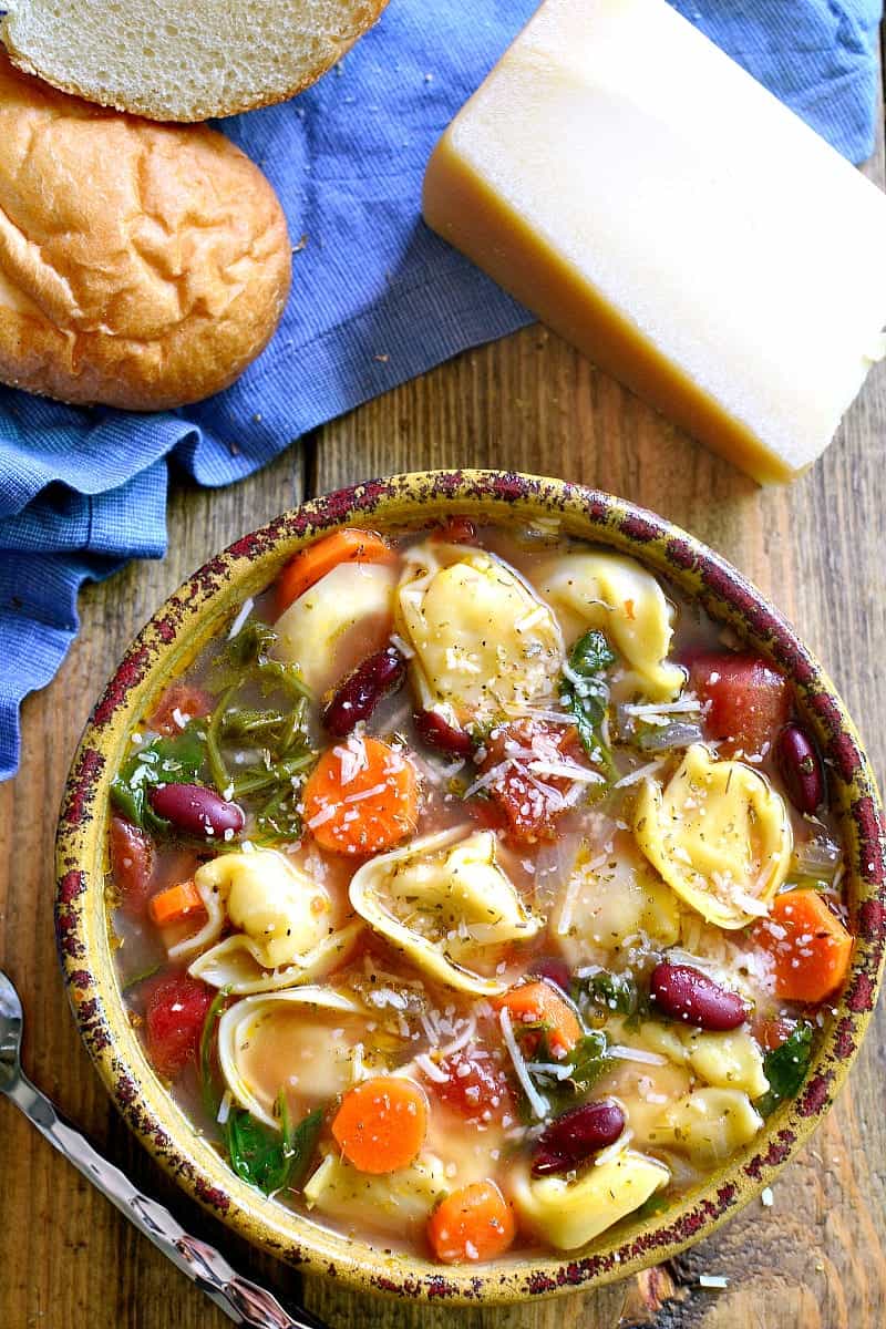 This Tortellini Minestrone Soup is loaded with veggies and packed with delicious flavor! Ready in just 30 minutes!