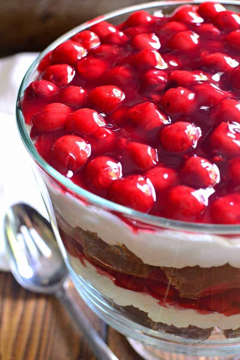 Cherry Cheesecake Gingerbread Trifle is the perfect dessert for the holidays! It's easy to make, delicious to enjoy, and guaranteed to impress all your holiday guests!