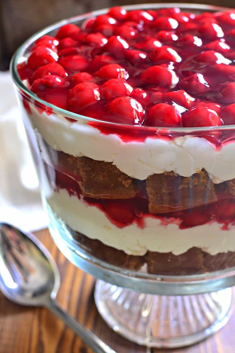 Cherry Cheesecake Gingerbread Trifle is the perfect dessert for the holidays! It's easy to make, delicious to enjoy, and guaranteed to impress all your holiday guests!