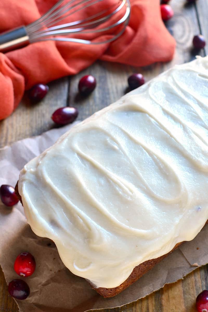 The BEST Pumpkin Bread....made even better with the addition of fresh cranberries and sweet cream cheese icing! The perfect addition to your holiday table!