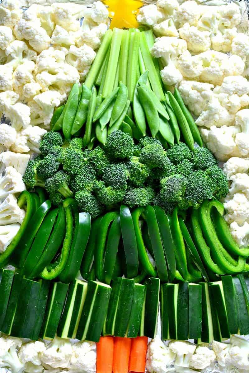 This Holiday Veggie Tray comes together quickly with just a handful of fresh vegetables and Marzetti Veggie Dips! Perfect for holiday parties and sure to be a hit!