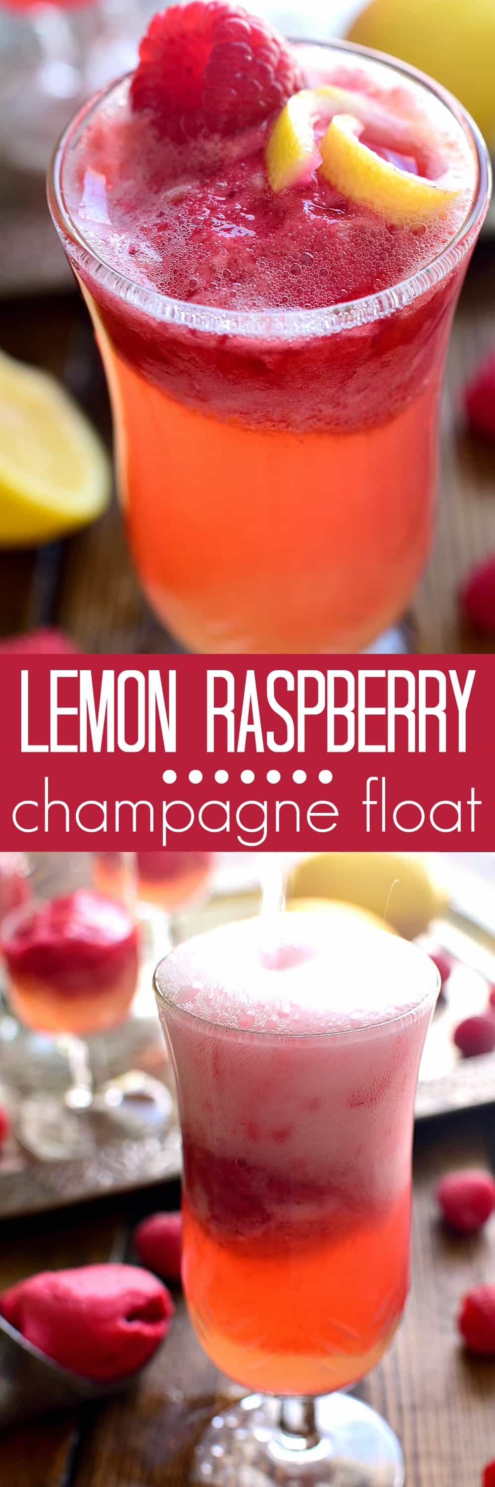 This Lemon Raspberry Champagne Float is the perfect way to ring in the New Year! It's simple, festive, and oh so delicious - the ideal drink for any celebration!