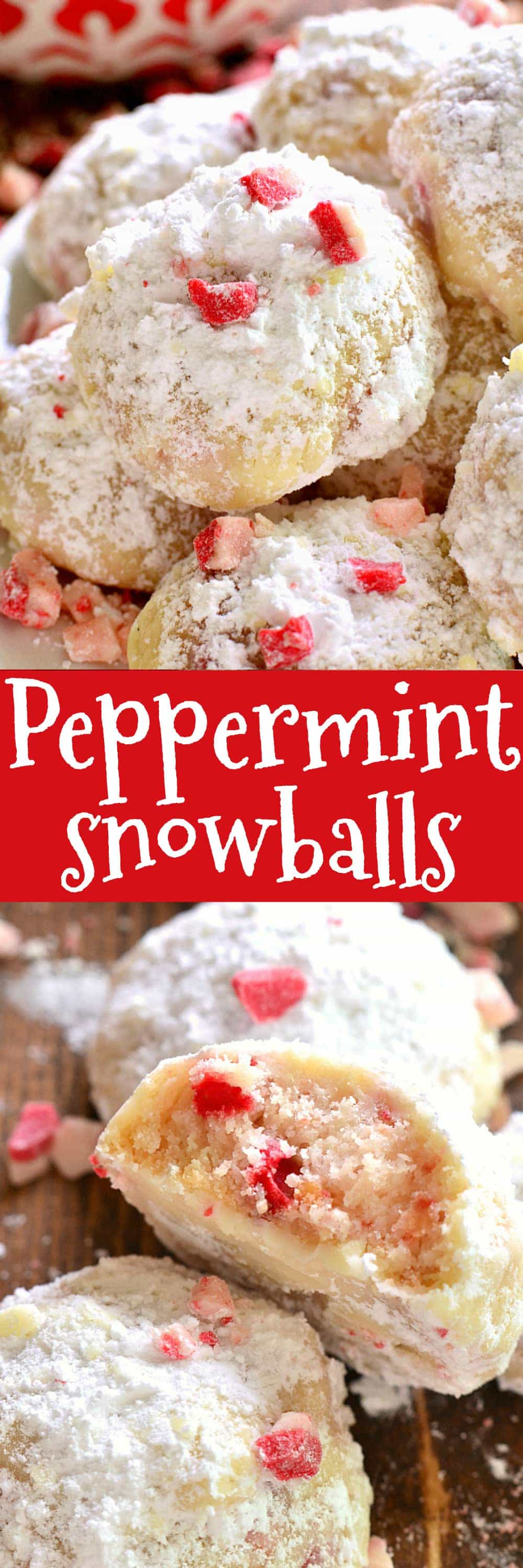 Peppermint Snowballs are the perfect holiday twist on a classic! Packed with delicious peppermint flavor and just the right amount of crunch, these cookies are a must make for all your holiday baking!