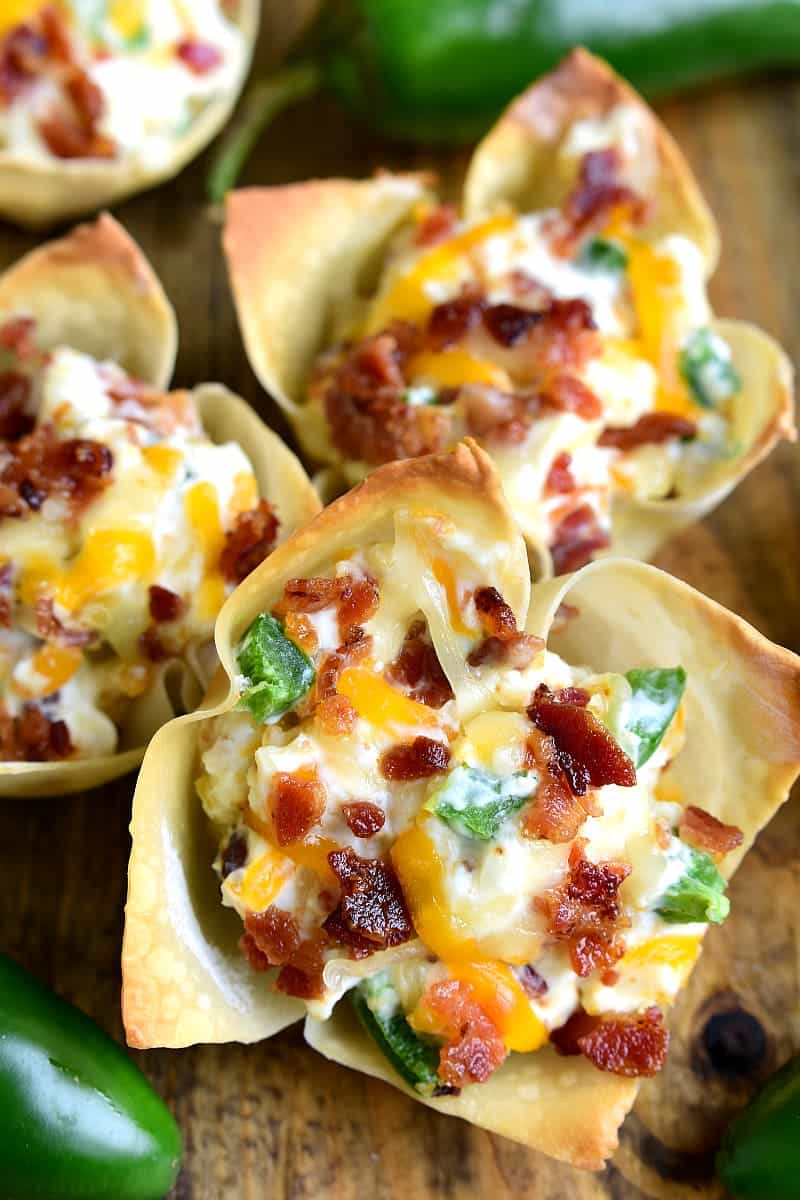 Jalapeno Popper Wonton Cups cluster of 3