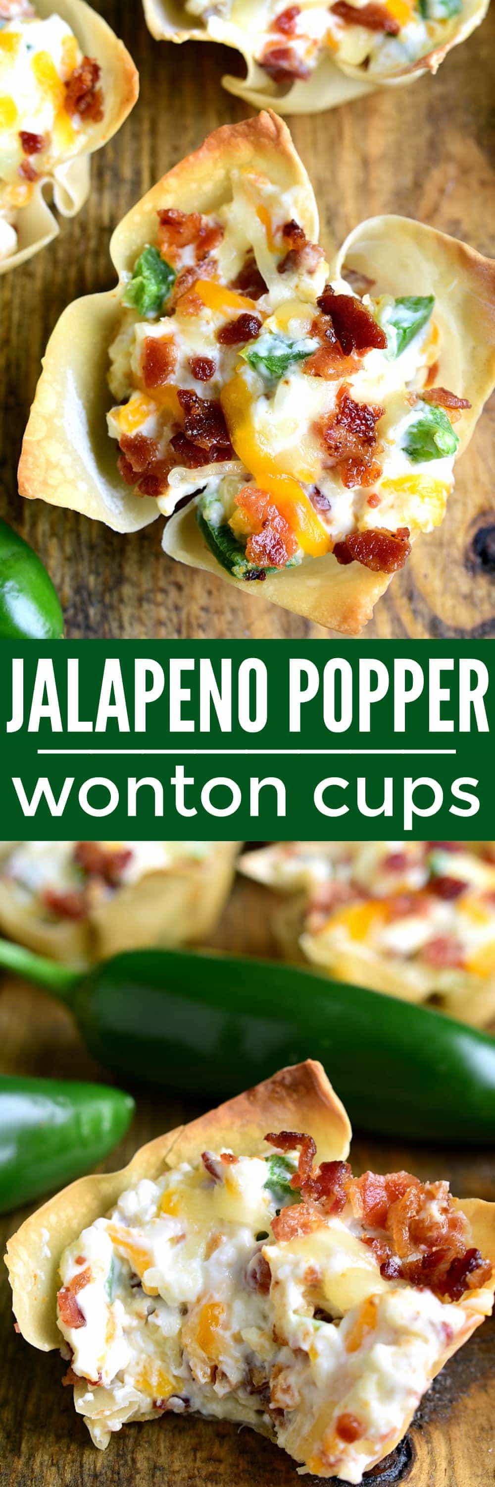 Collage image of Jalapeno Popper Wonton Cups