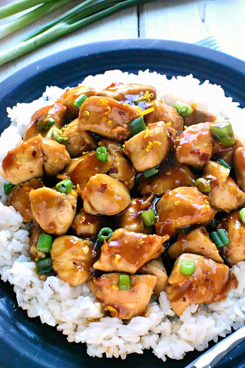 Skinny Orange Chicken - a delicious, lightened up version of your favorite takeout! This recipe comes together in 30 minutes or less and is guaranteed to satisfy the whole family!