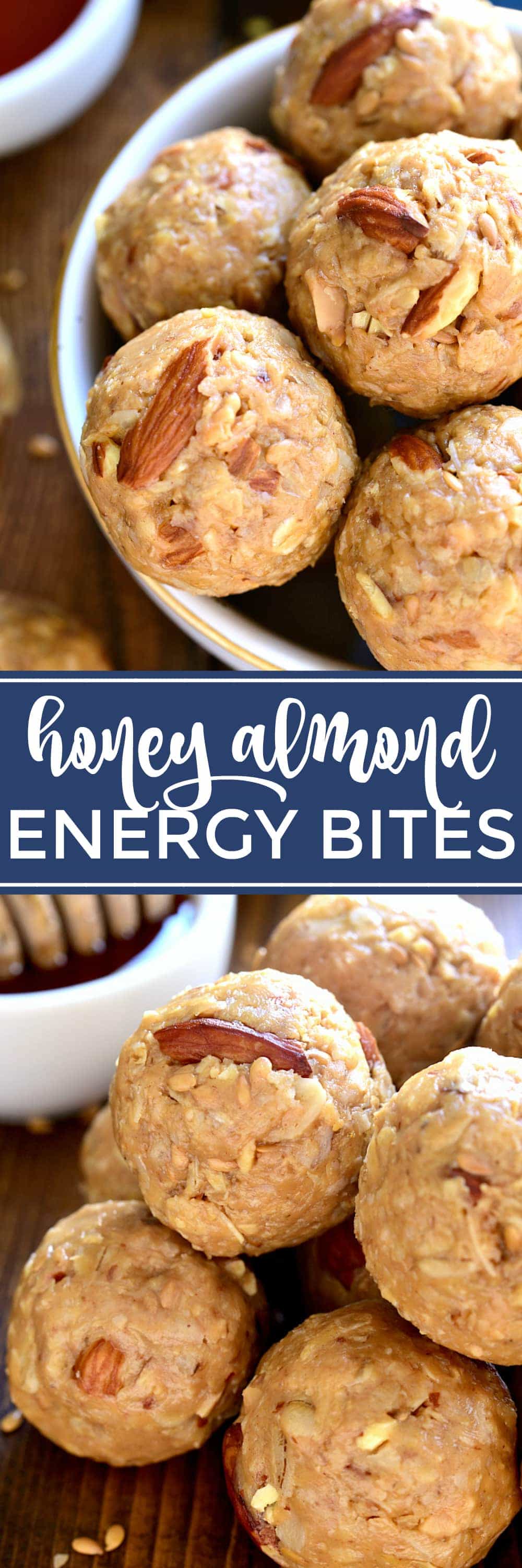 These Honey Almond Energy Bites are packed with the BEST flavors and perfect for snacking! They're a little bit salty, a little bit sweet, and guaranteed to give you the energy boost you need!