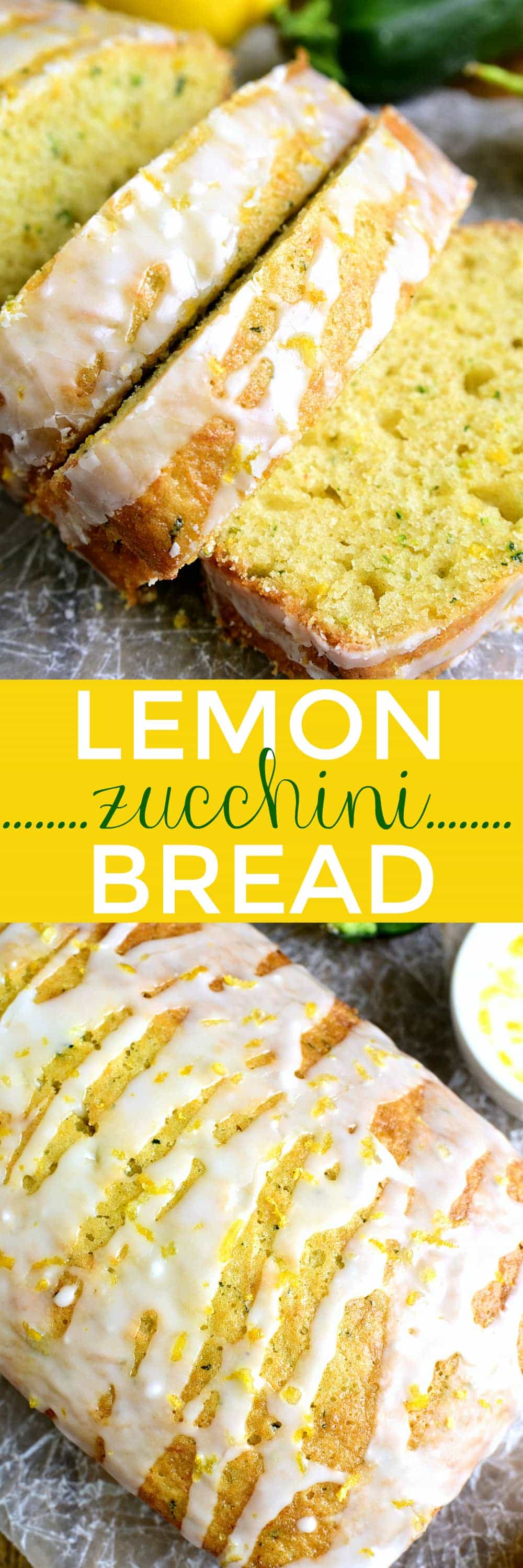 This Lemon Zucchini Bread combines two favorites in one delicious loaf of bread! Topped with a sweet lemony glaze, it's a great way to sneak in extra veggies and the BEST way to wake up!