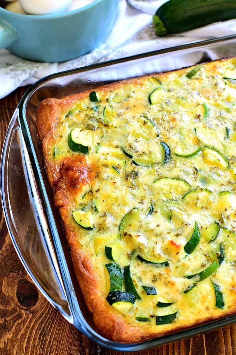 Cheesy Zucchini Bake is one of my favorite ways to use garden zucchini! This delicious meatless recipe with eggs is great for breakfast, lunch, or dinner...and so easy to make!