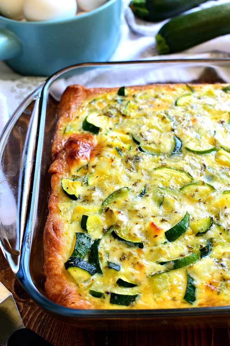 This Cheesy Zucchini Bake is one of my favorite ways to use zucchini! Delicious for breakfast, lunch, or dinner...and so easy to make!