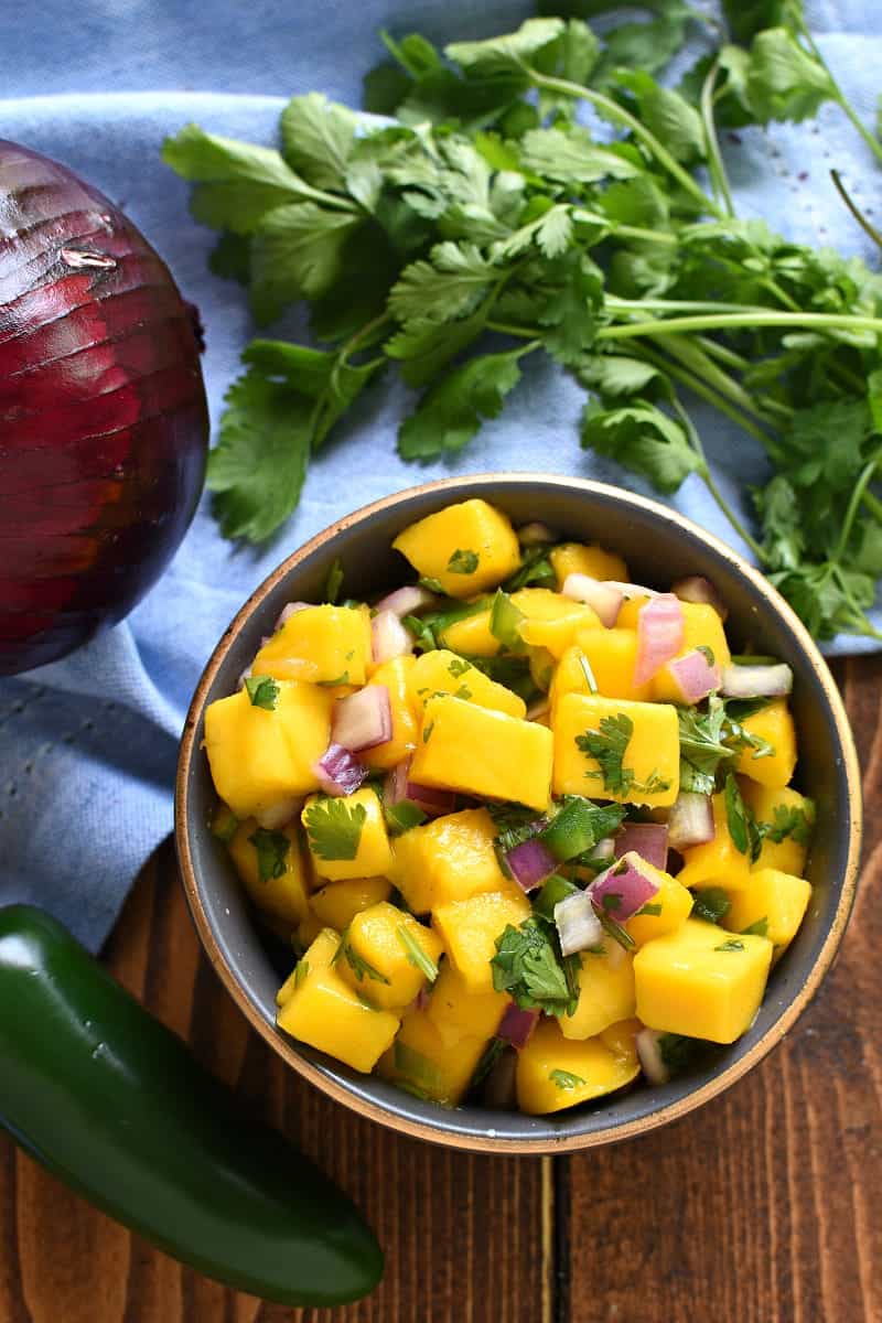 bowl of fresh mango salsa