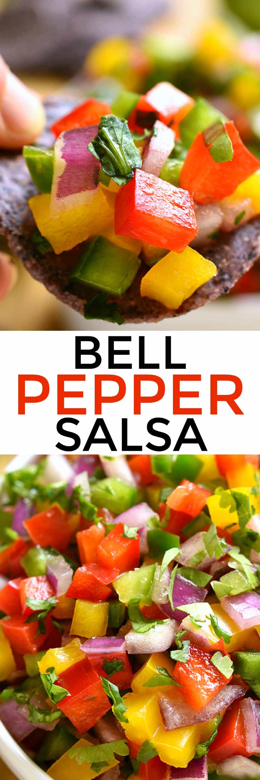 This Bell Pepper Salsa is a deliciously fresh, crisp alternative to classic salsa! Perfect for summer dipping!